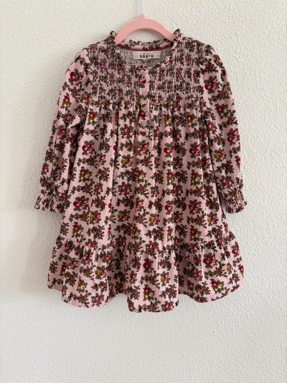 Mini Boden berry smocked dress size 3-4Y